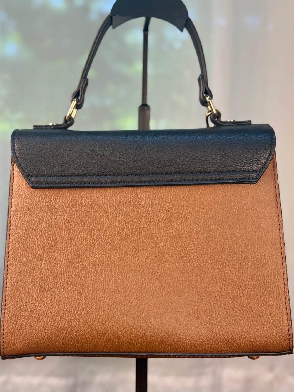 Dune London Black Tan & Cream Structured Satchel Crossbody Bag w/ Charm NWOT - Picture 3 of 10